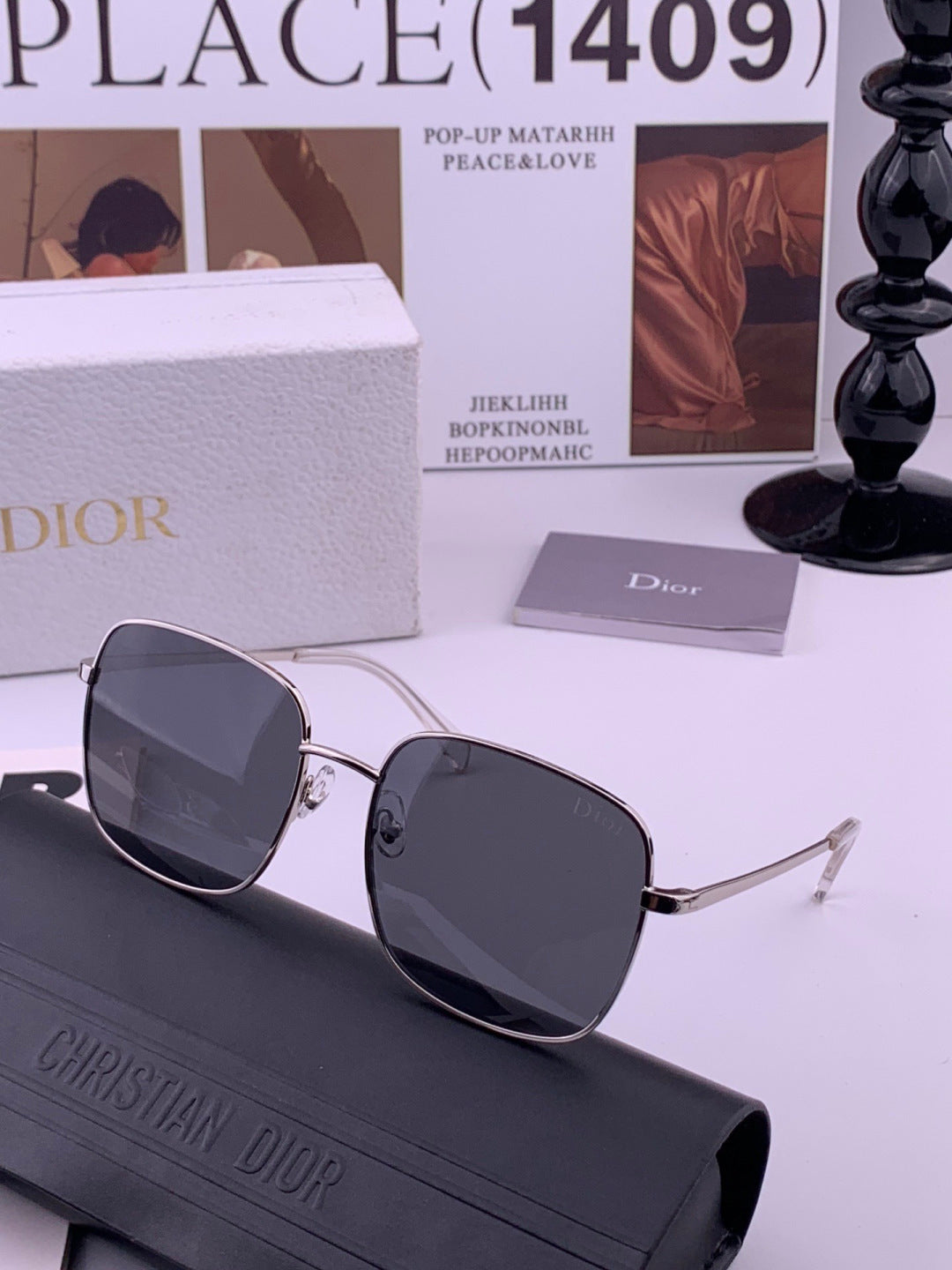 Dior CD5908 Square Black Lens Sunglasses for Women - 358165 - detail image 2