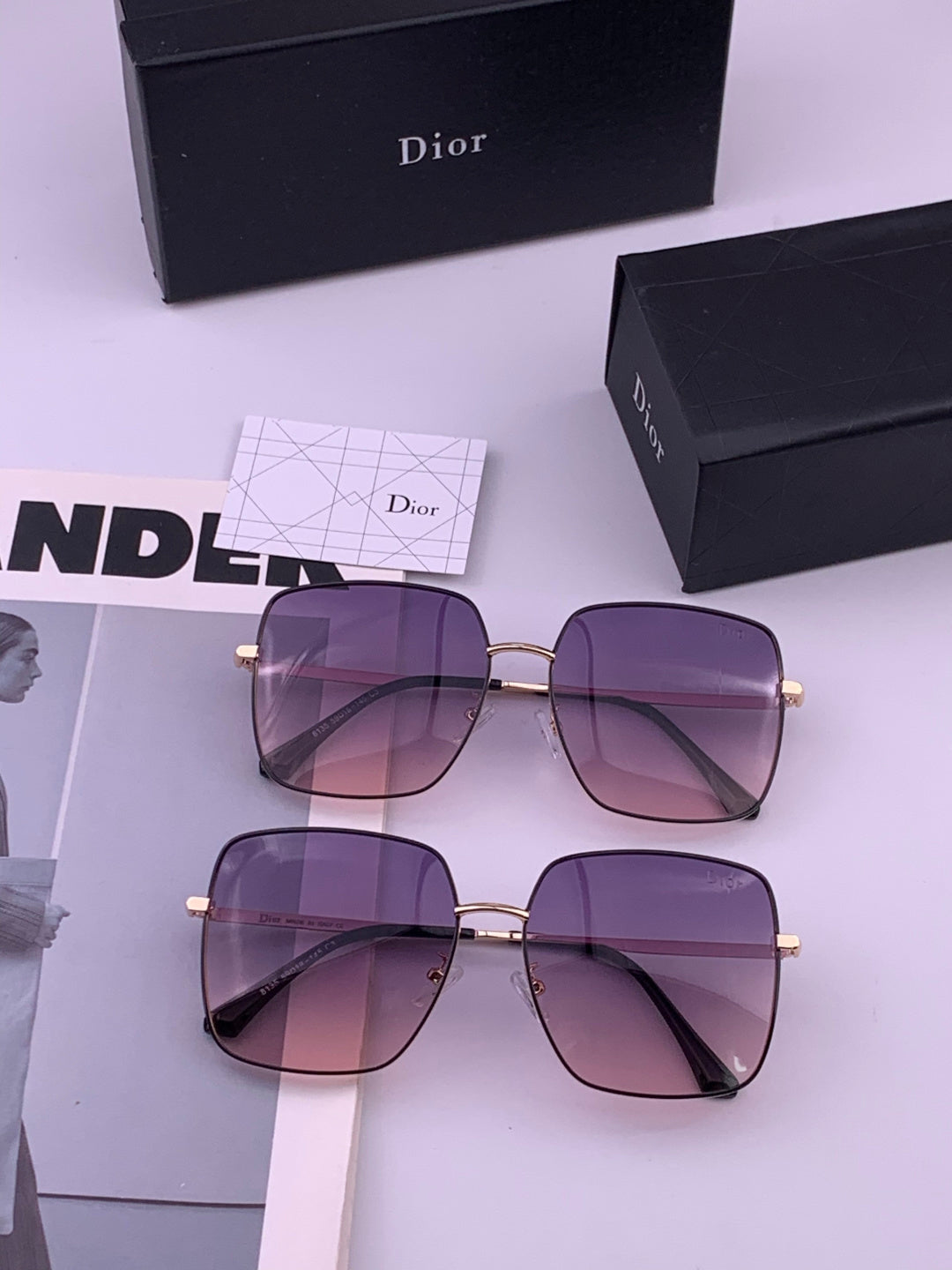 Dior D5813 Polarized Square Black Lens Sunglasses for Men & Women - 358206 - detail image 7