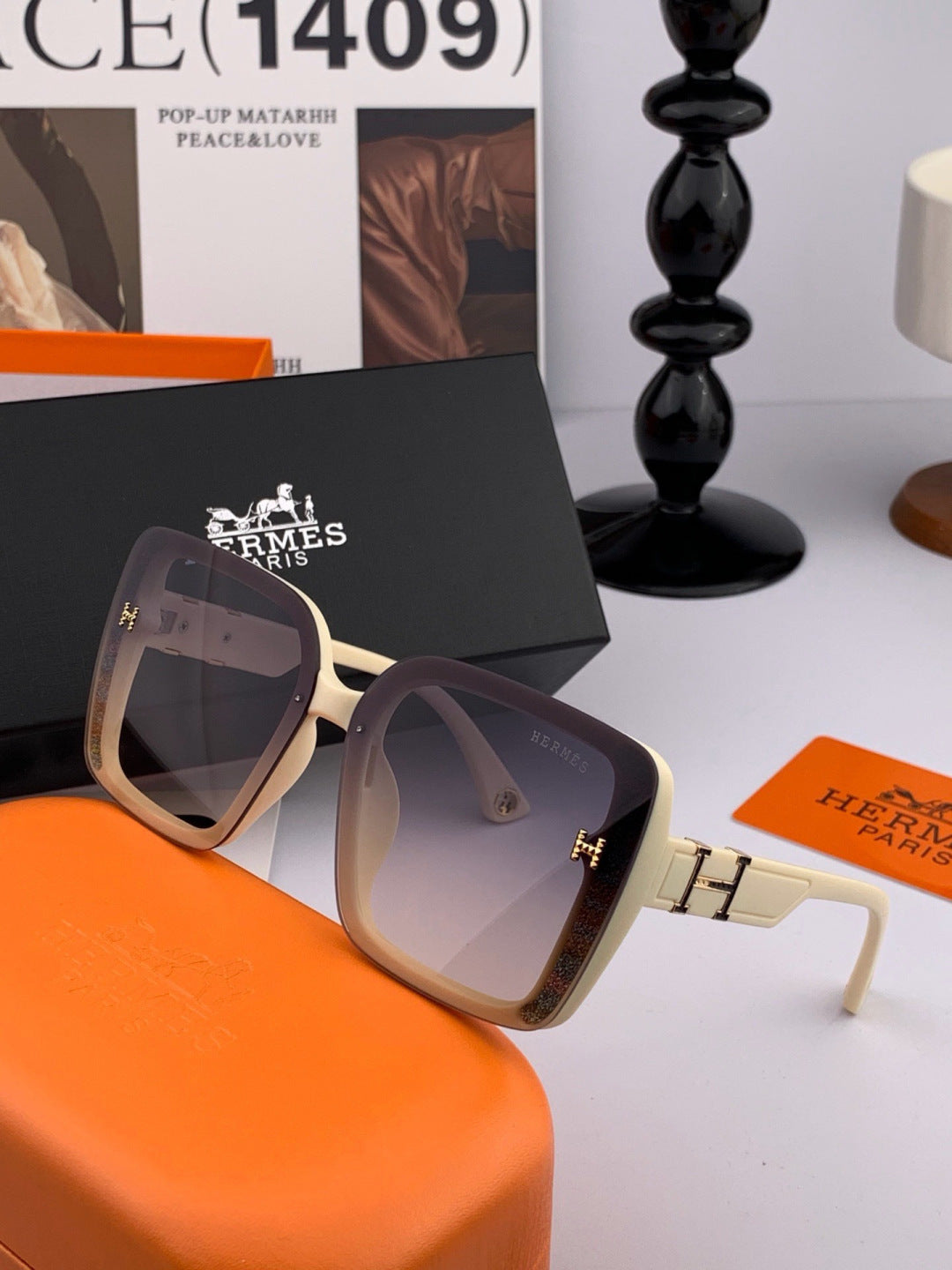 Hermès H2304 Square Pink Lens Sunglasses for Men & Women - 358939 - detail image 6