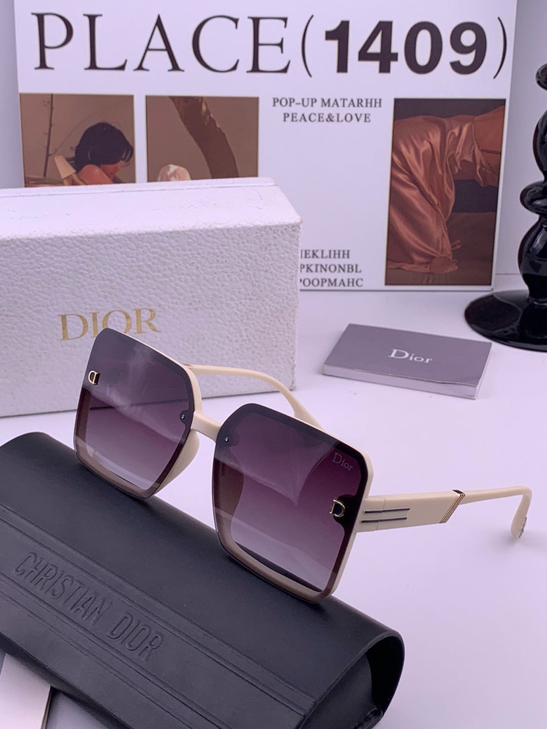 Dior CD8226 Polarized Square Red Lens Sunglasses for Women - 358223