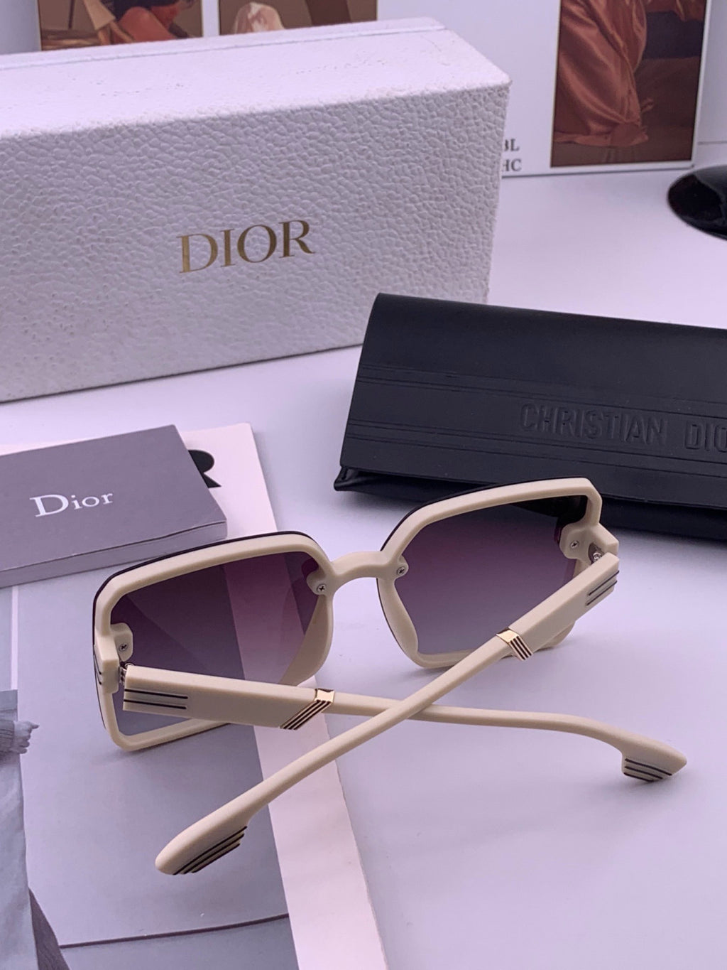 Dior CD8226 Polarized Square Red Lens Sunglasses for Women - 358223 - detail image 5