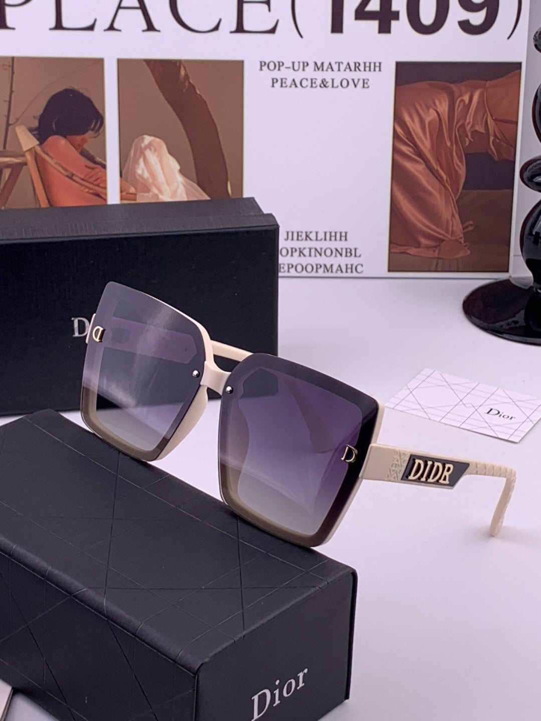 Dior CD2590 Polarized Square Black Lens Sunglasses for Women - 358227