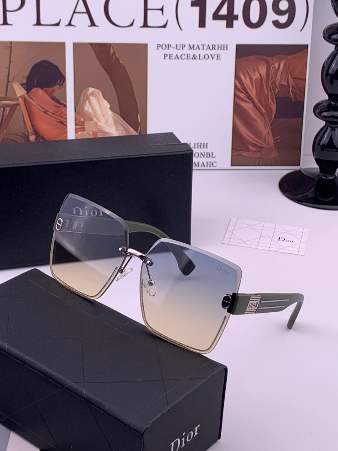 Dior D7771 Square Gold Lens Sunglasses for Men & Women - 358229 - detail image 2