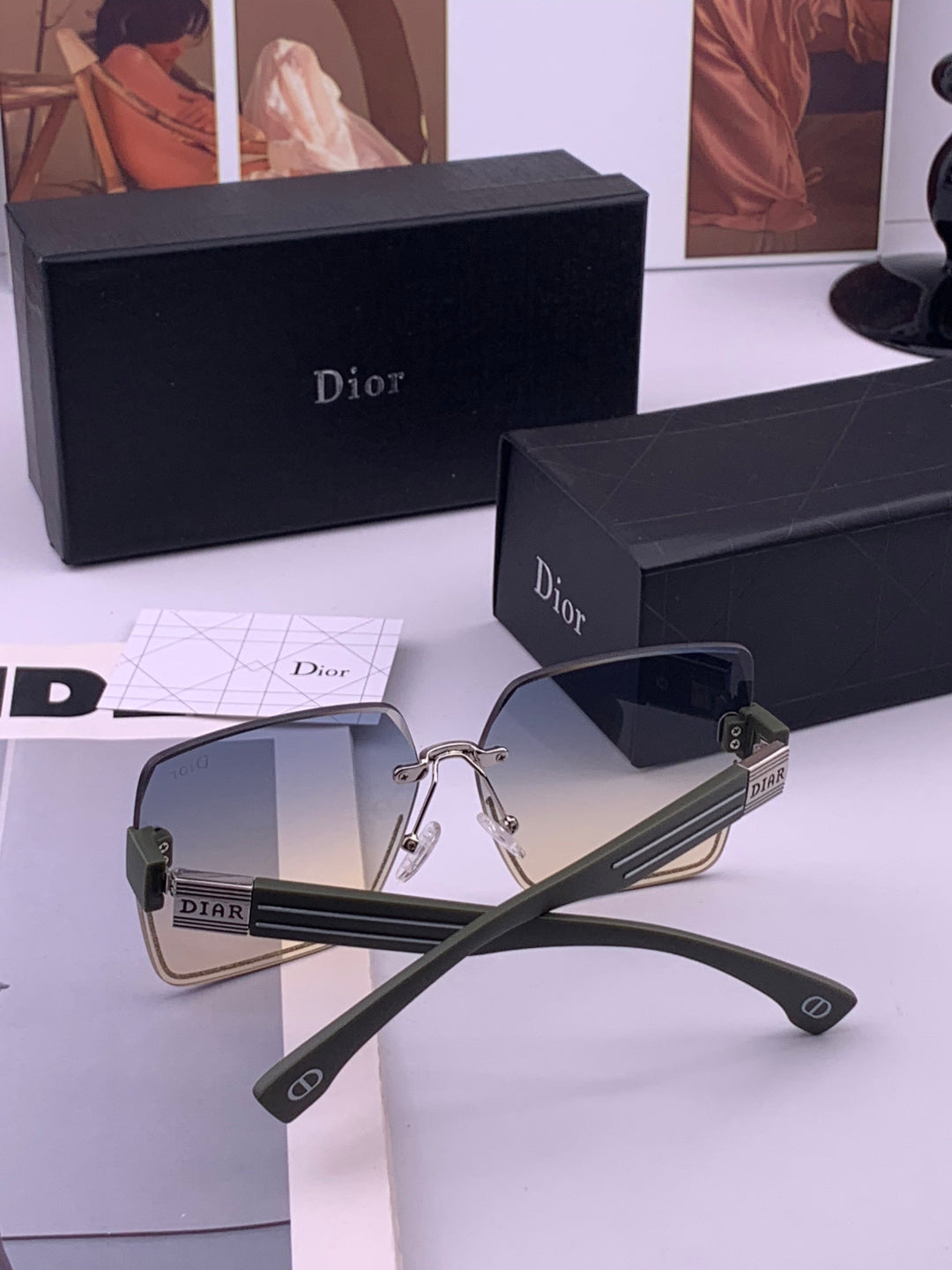 Dior D7771 Square Gold Lens Sunglasses for Men & Women - 358229 - detail image 7