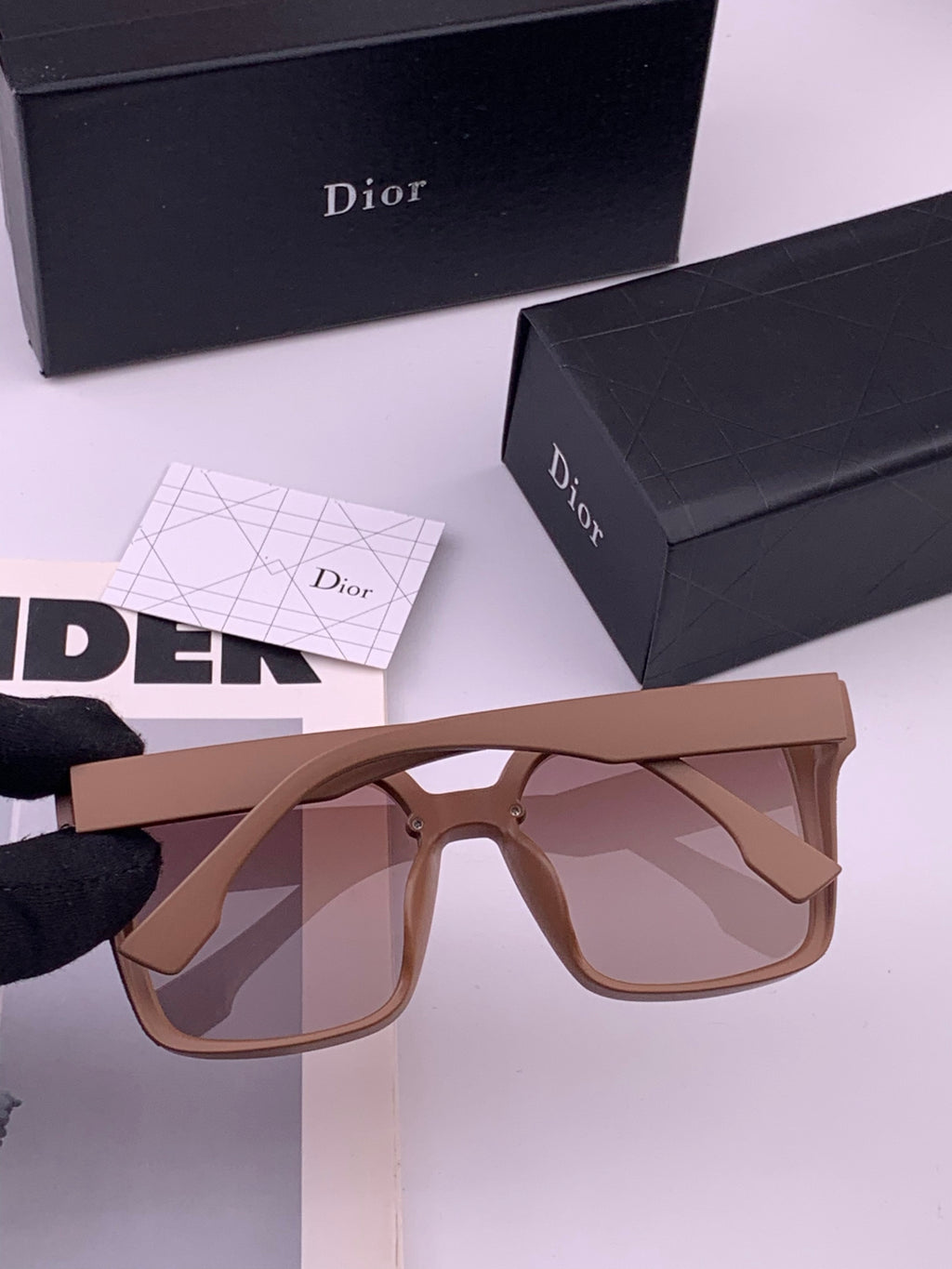 Dior CD883 Polarized Square Gold Lens Sunglasses for Women - 358231 - detail image 6