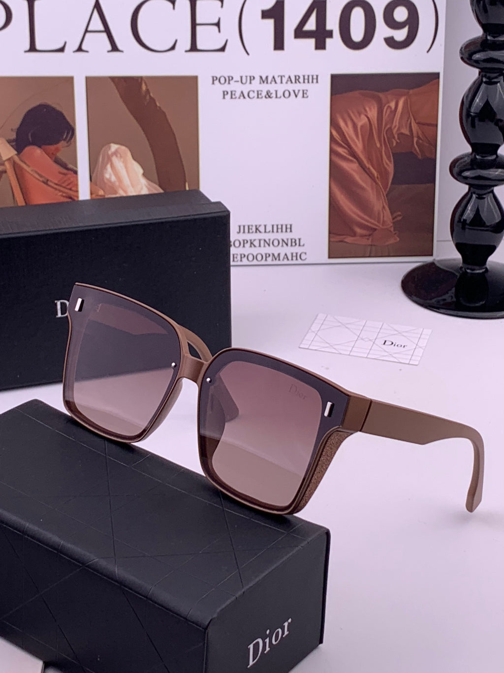 Dior CD883 Polarized Square Gold Lens Sunglasses for Women - 358231 - detail image 2