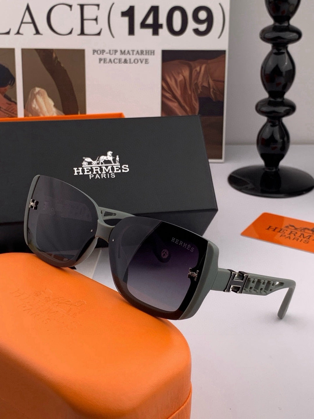 Hermès H3511 Polarized Square Gold Lens Sunglasses for Men & Women - 372638 - detail image 3