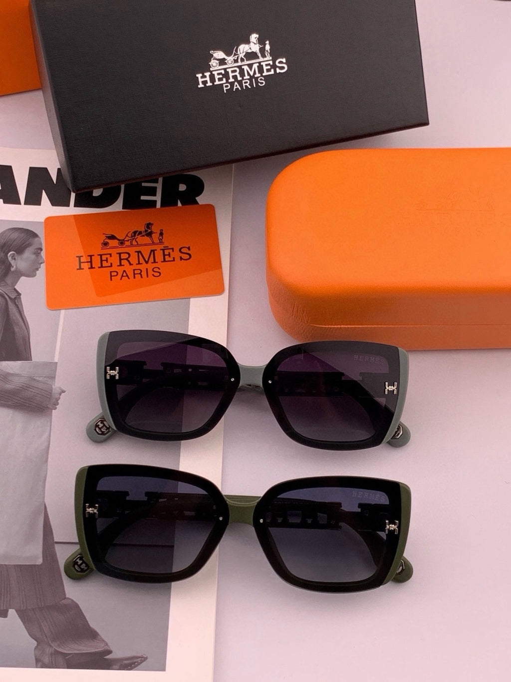 Hermès H3511 Polarized Square Gold Lens Sunglasses for Men & Women - 372638 - detail image 7