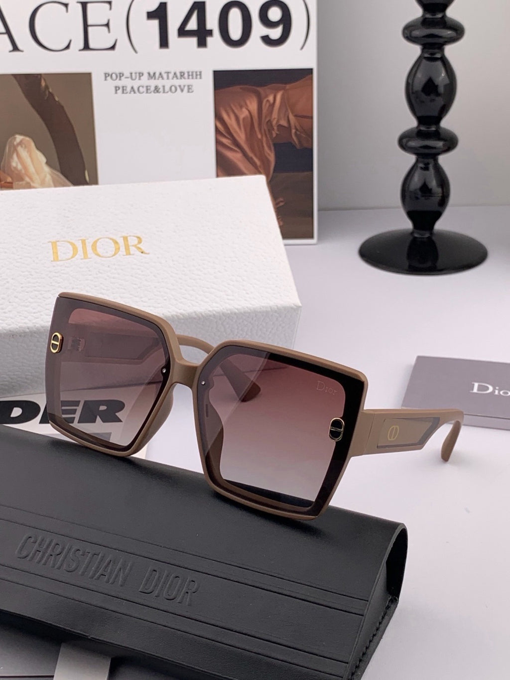 Dior CD0971 Polarized Square Red Lens Sunglasses for Men & Women - detail image 2