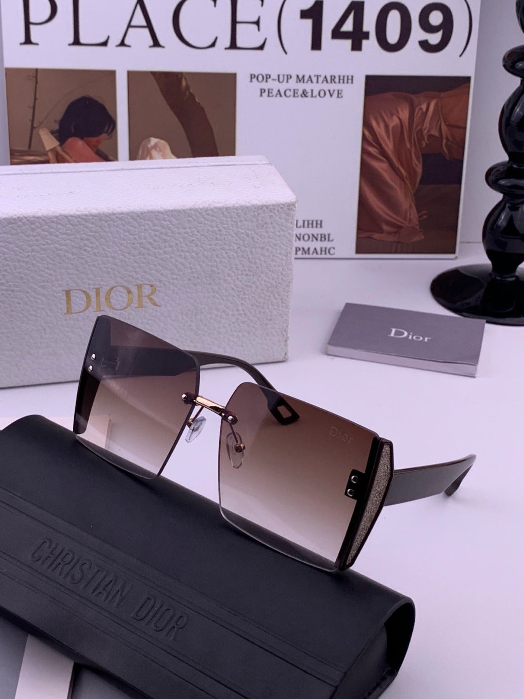 Dior CD2233 Lightweight Metal Rimless Gold Lens Sunglasses for Women - 371923 - detail image 2