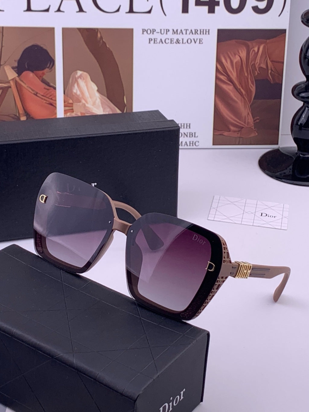 Dior CD3290 Polarized Square Gold Lens Sunglasses for Women - 371916
