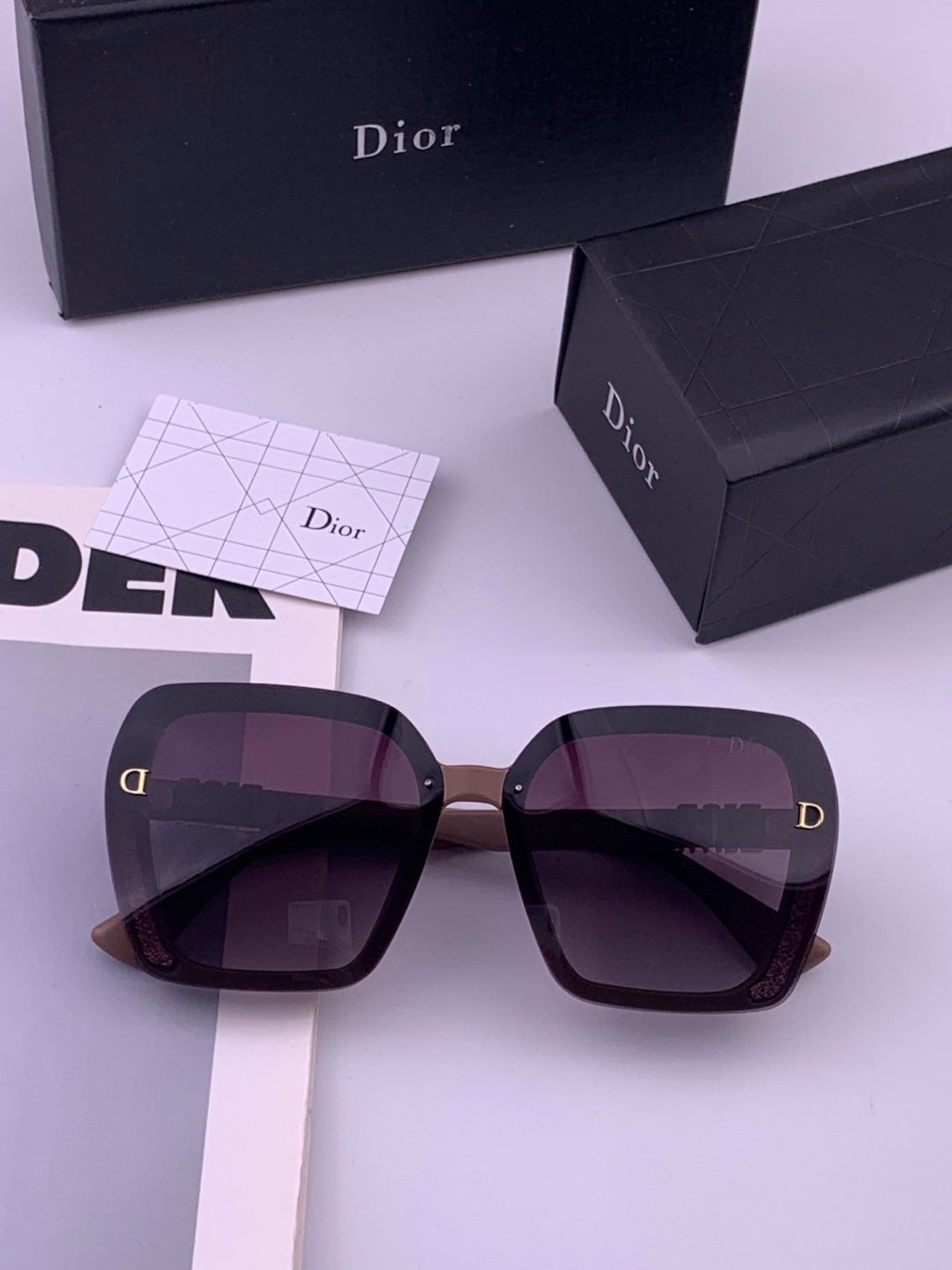 Dior CD3290 Polarized Square Gold Lens Sunglasses for Women - 371916 - detail image 6