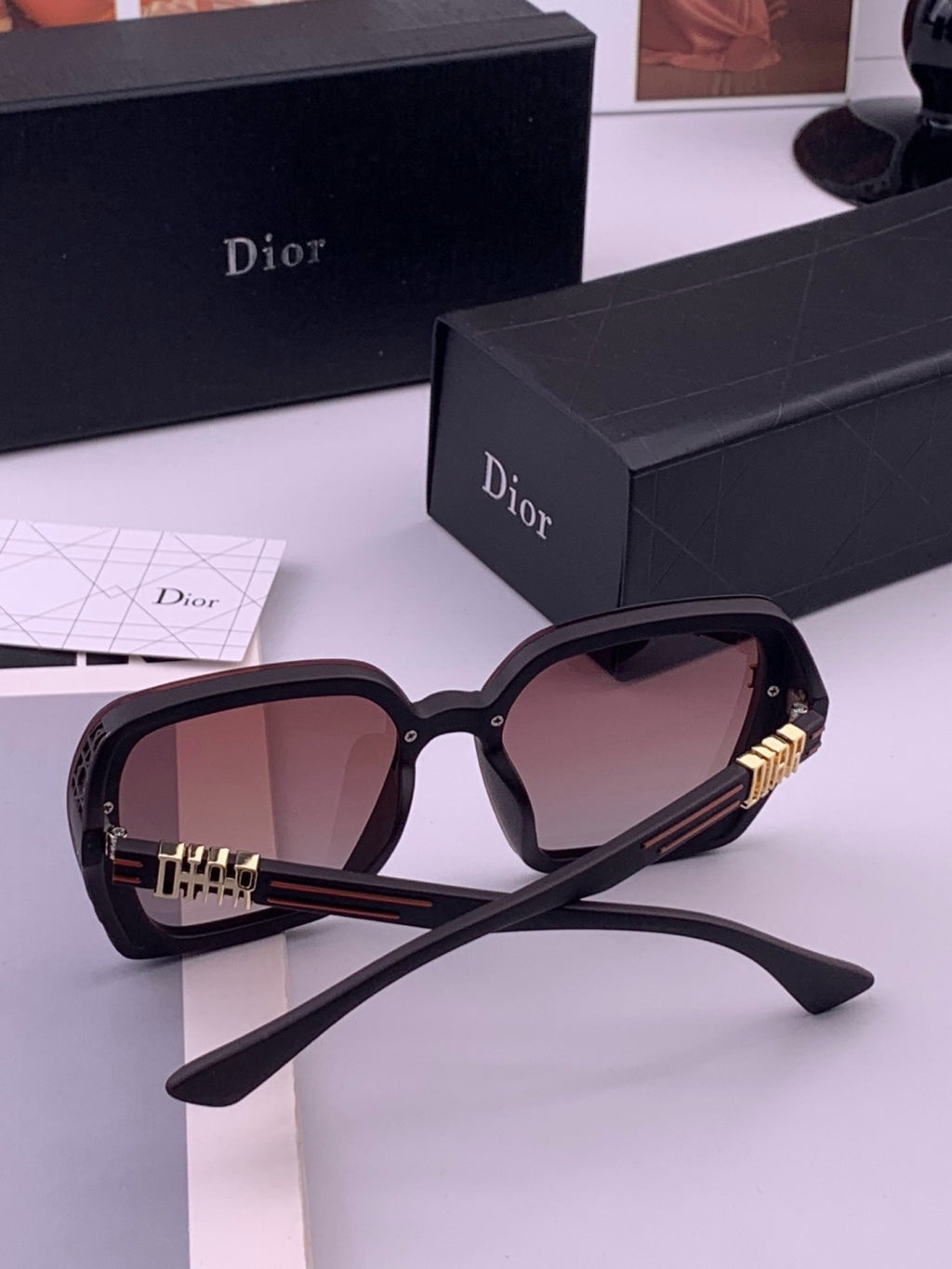 Dior CD3290 Polarized Square Gold Lens Sunglasses for Women - 371917 - detail image 6