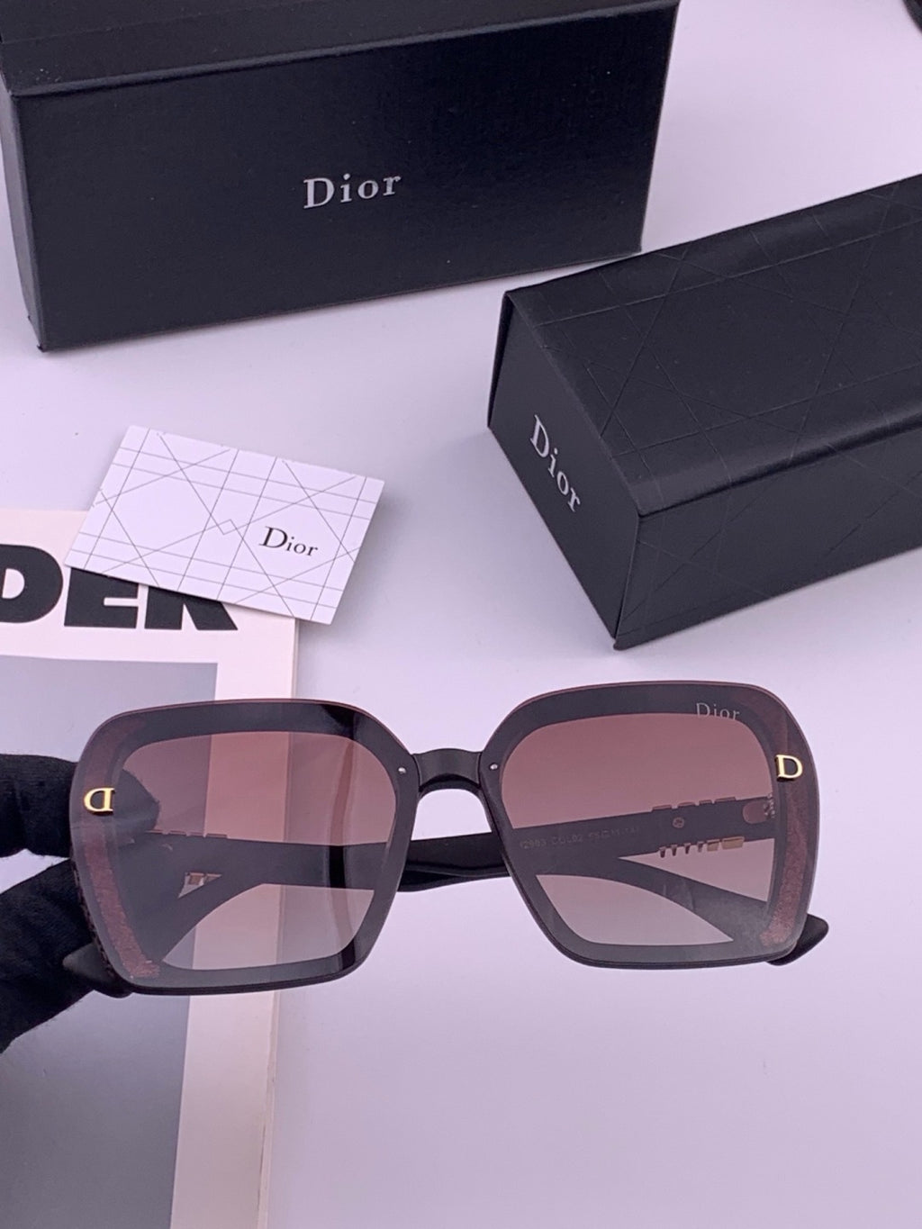 Dior CD3290 Polarized Square Gold Lens Sunglasses for Women - 371917 - detail image 7