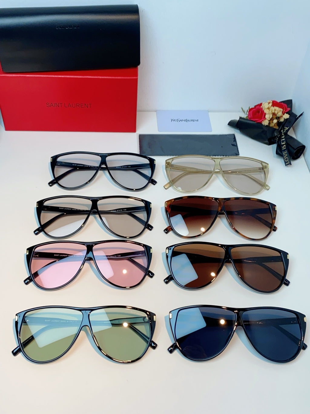 Saint Laurent Cat-Eye Silver Lens Sunglasses for Men & Women - 382479 - detail image 13