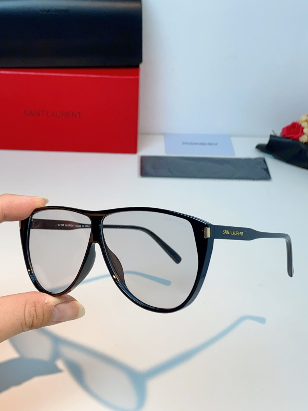 Saint Laurent Cat-Eye Silver Lens Sunglasses for Men & Women - 382478 - detail image 6