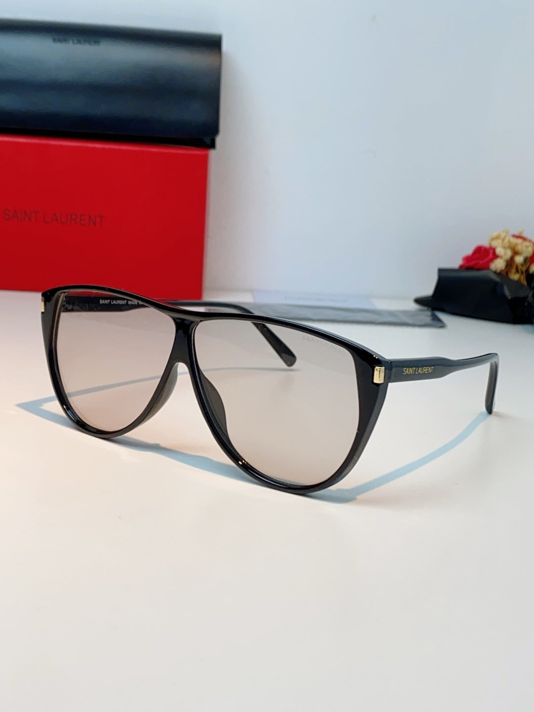 Saint Laurent Cat-Eye Silver Lens Sunglasses for Men & Women - 382479