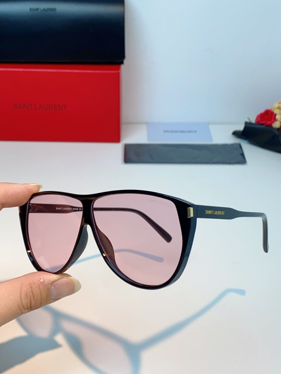 Saint Laurent Cat-Eye Red Lens Sunglasses for Men & Women - 382480 - detail image 6