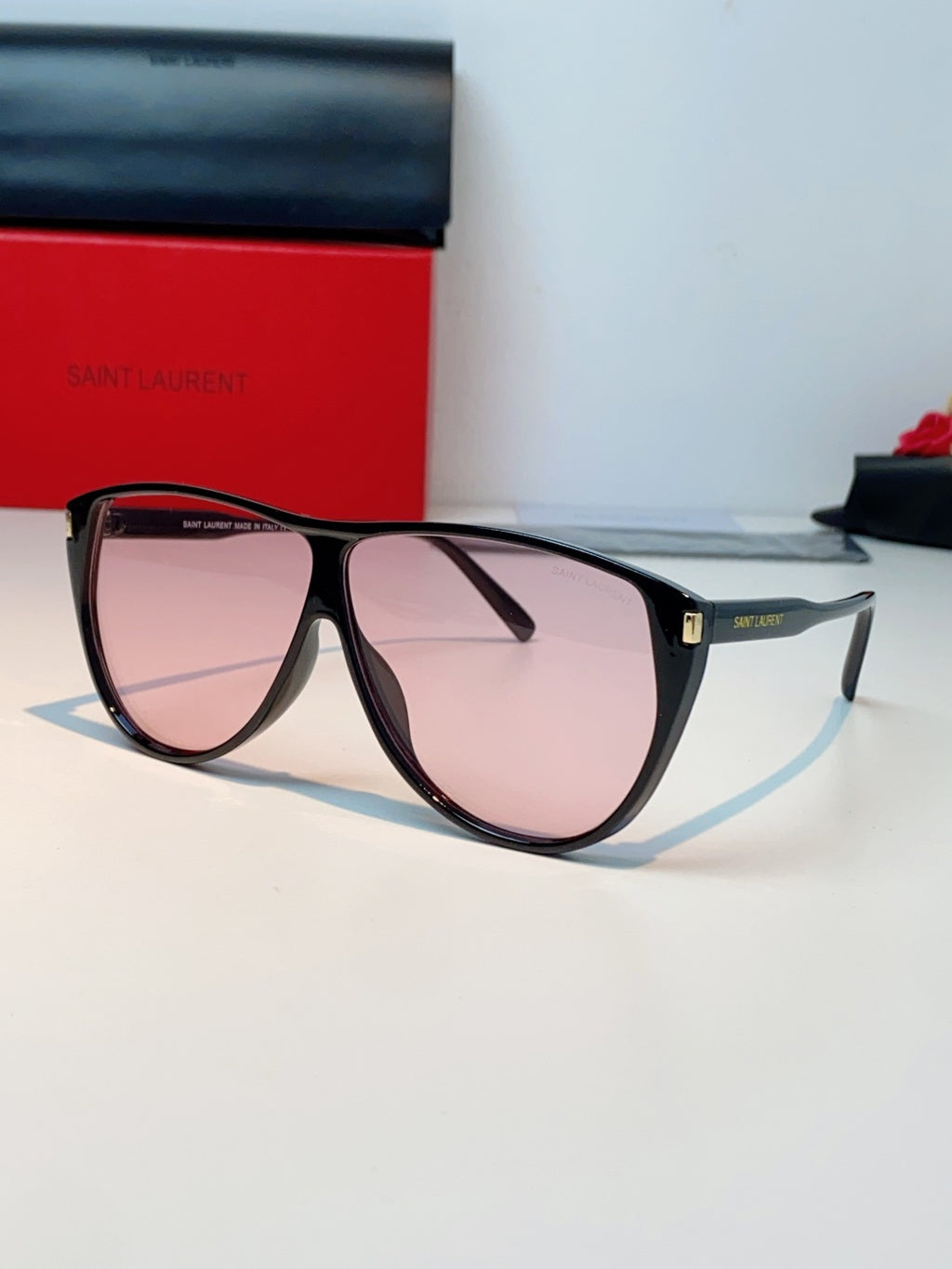 Saint Laurent Cat-Eye Red Lens Sunglasses for Men & Women - 382480