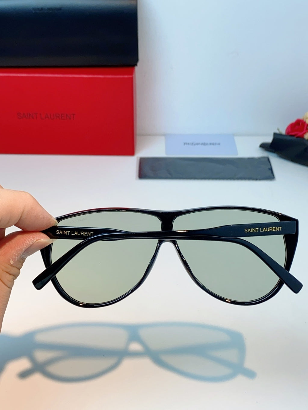 Saint Laurent Cat-Eye Silver Lens Sunglasses for Men & Women - 382481 - detail image 5