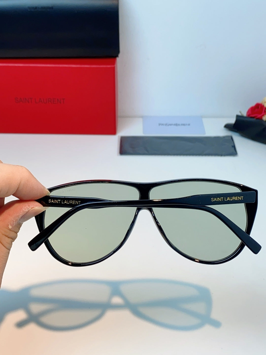 Saint Laurent Cat-Eye Silver Lens Sunglasses for Men & Women - 382481 - detail image 5