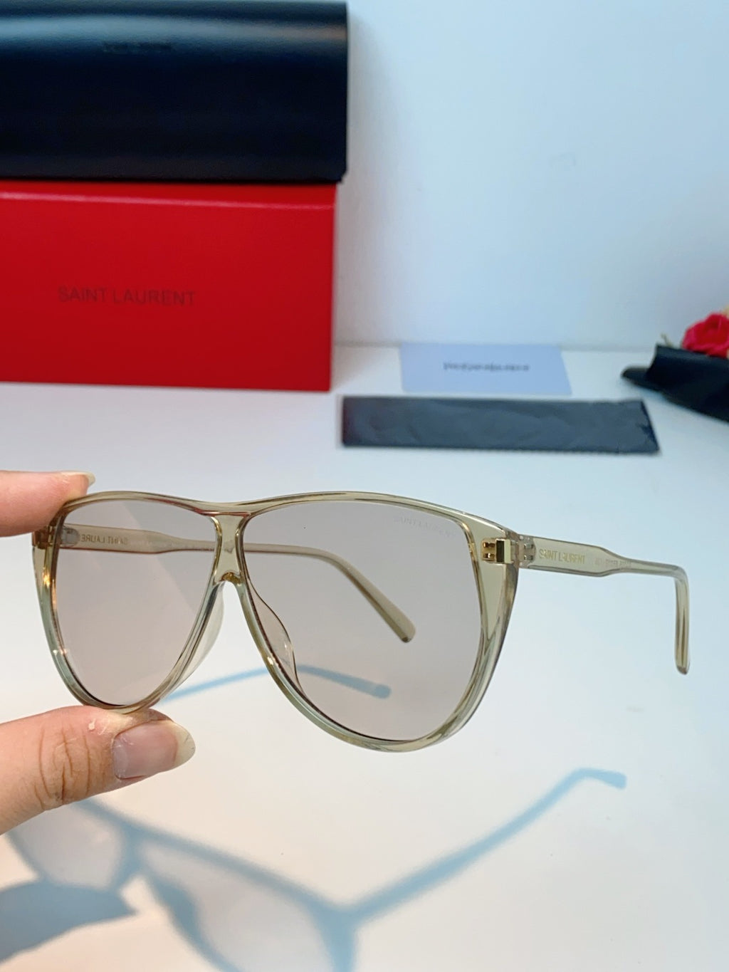 Saint Laurent Cat-Eye Silver Lens Sunglasses for Men & Women - 382482 - detail image 6
