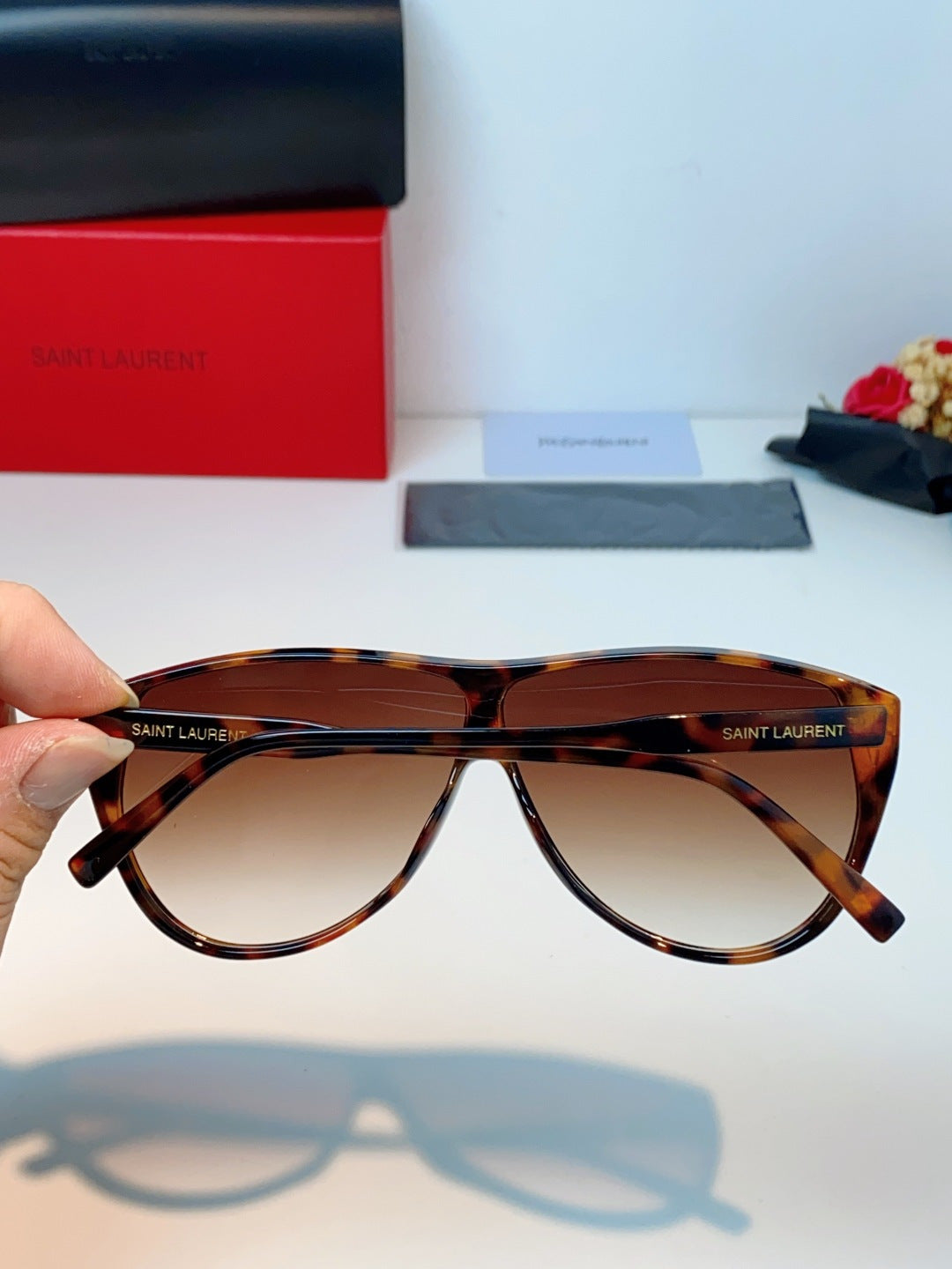Saint Laurent Cat-Eye Red Lens Sunglasses for Men & Women - detail image 5