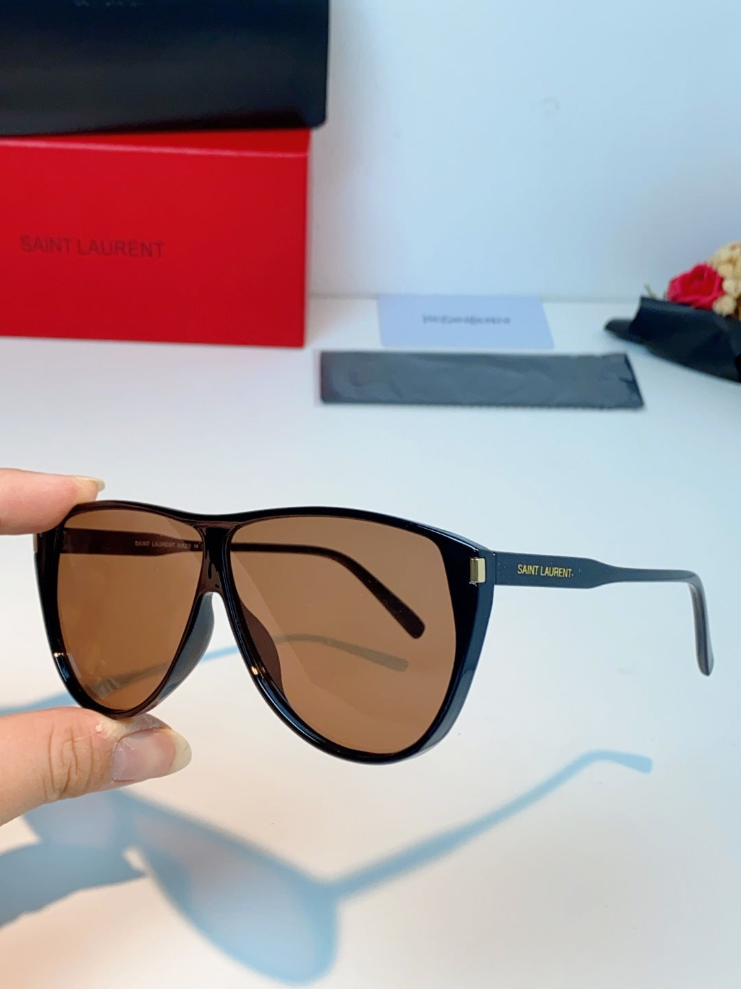 Saint Laurent Cat-Eye Brown Lens Sunglasses for Men & Women - detail image 6