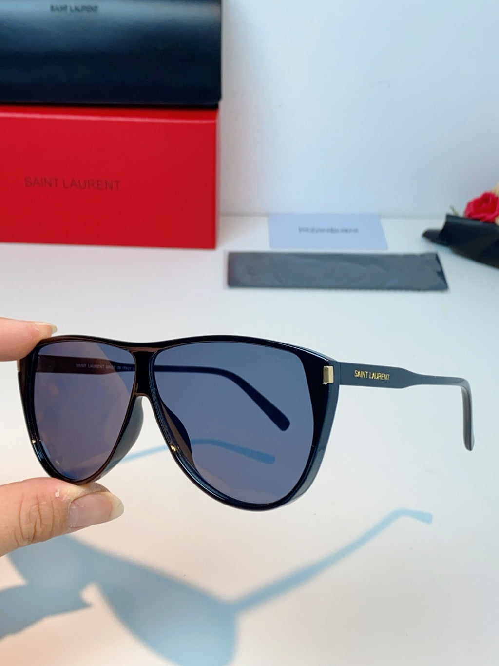 Saint Laurent Cat-Eye Blue Lens Sunglasses for Men & Women - 382485 - detail image 6