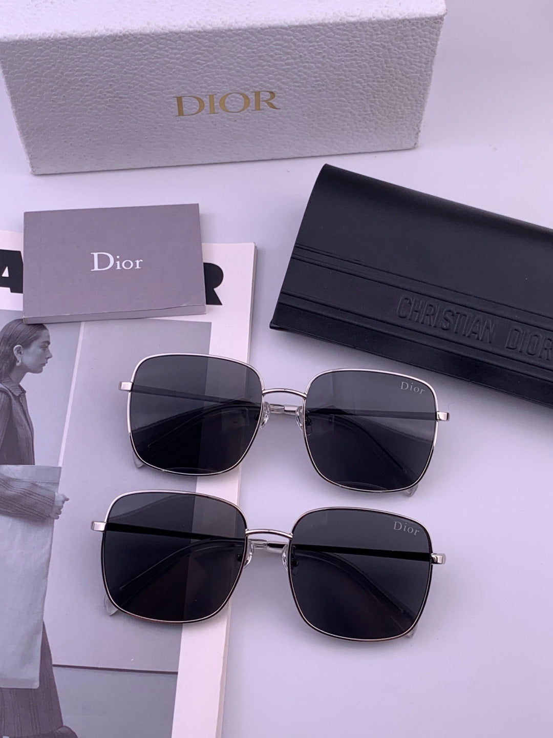 Dior CD5908 Square Black Lens Sunglasses for Women - detail image 7