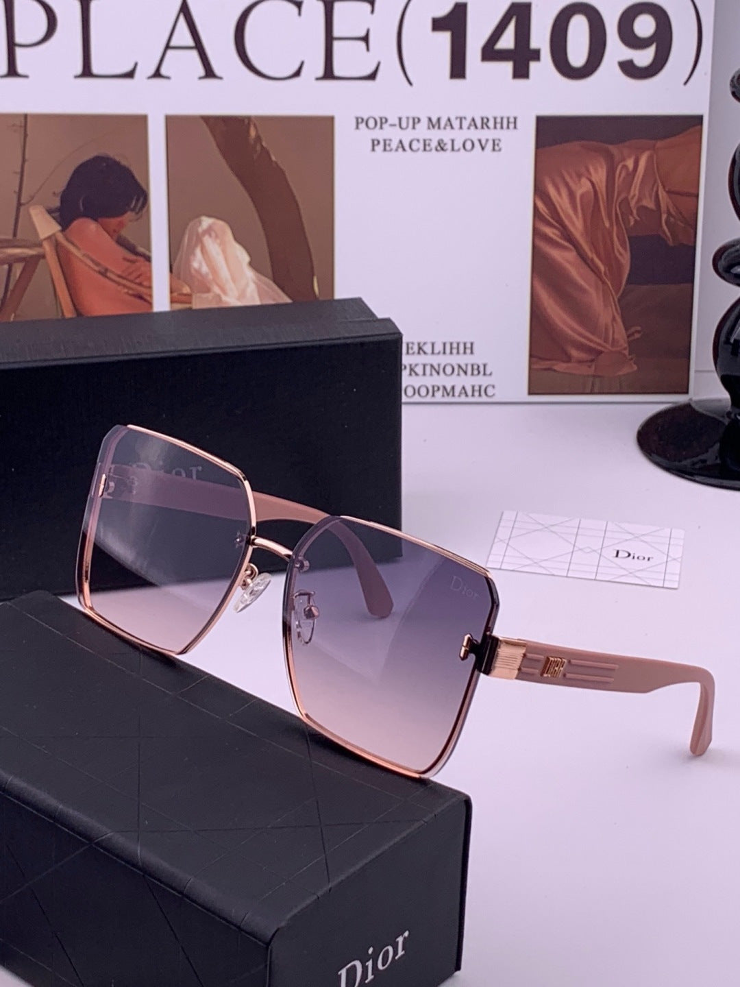 Dior CD0238 Polarized Square Red Lens Sunglasses for Women - 382475 - detail image 2