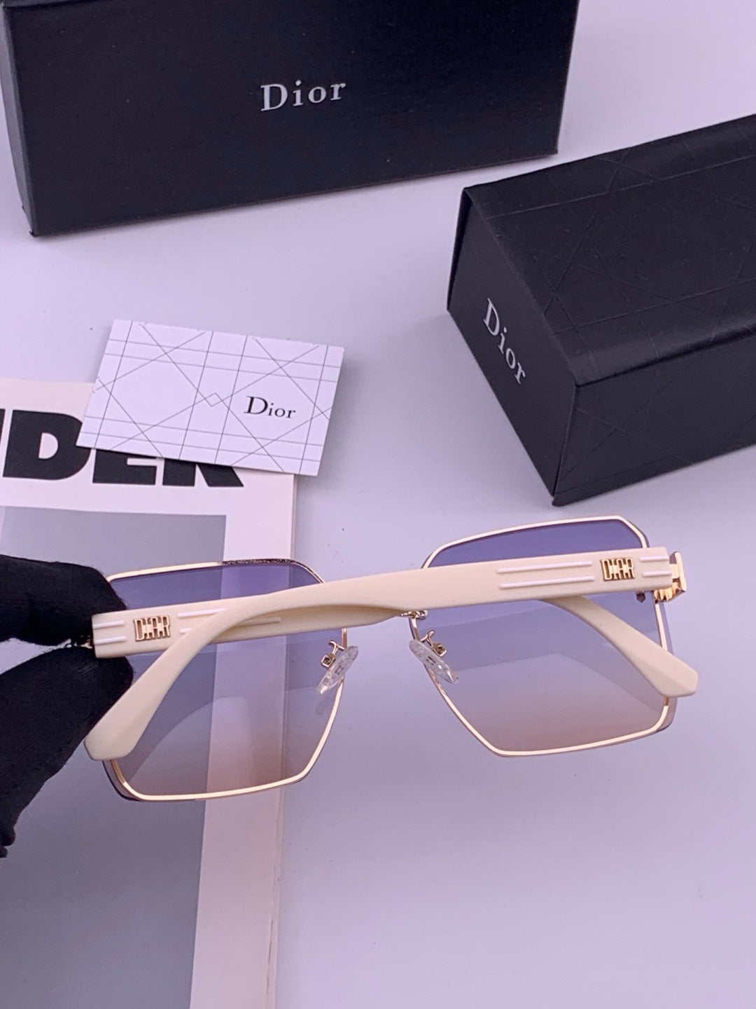 Dior CD0238 Polarized Square Gold Lens Sunglasses for Women - 382476 - detail image 4