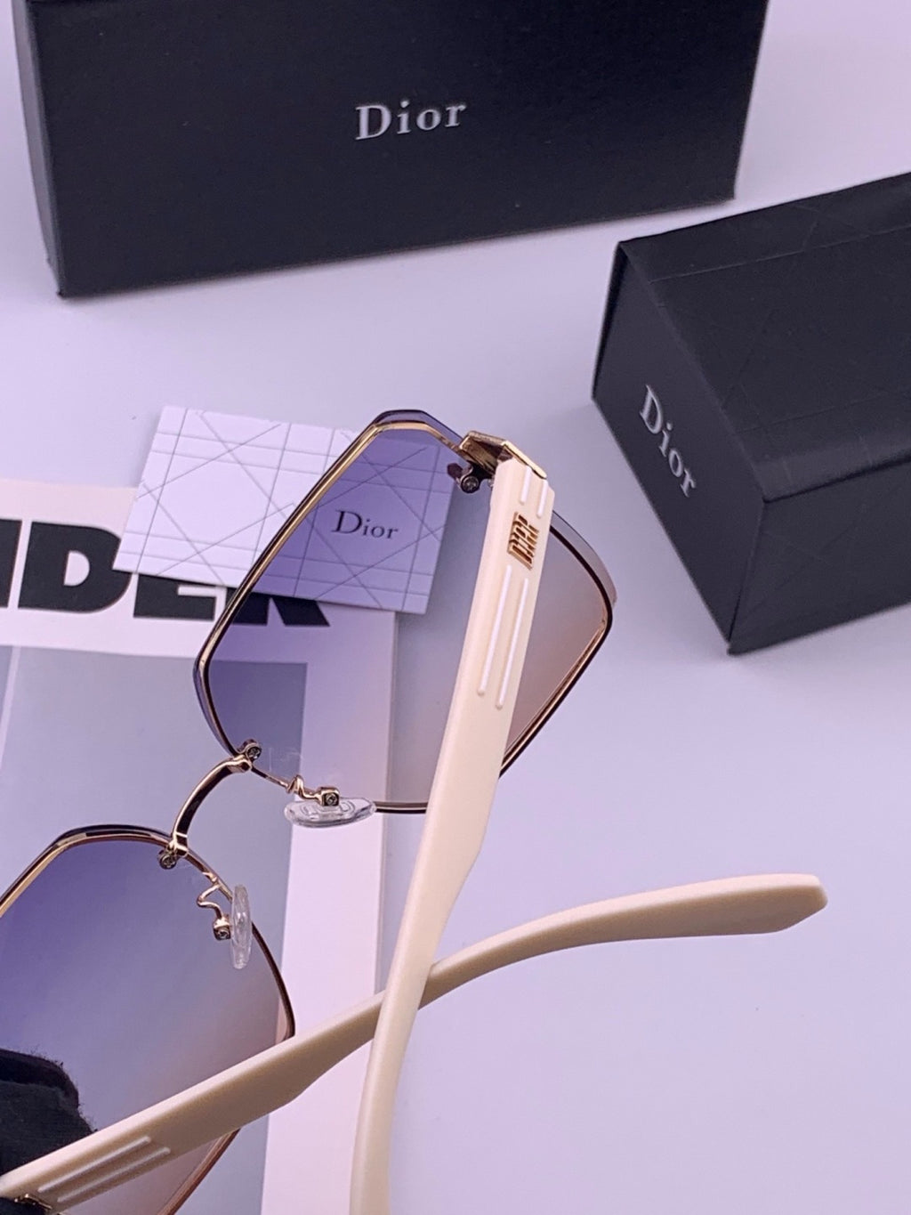 Dior CD0238 Polarized Square Gold Lens Sunglasses for Women - 382476 - detail image 5