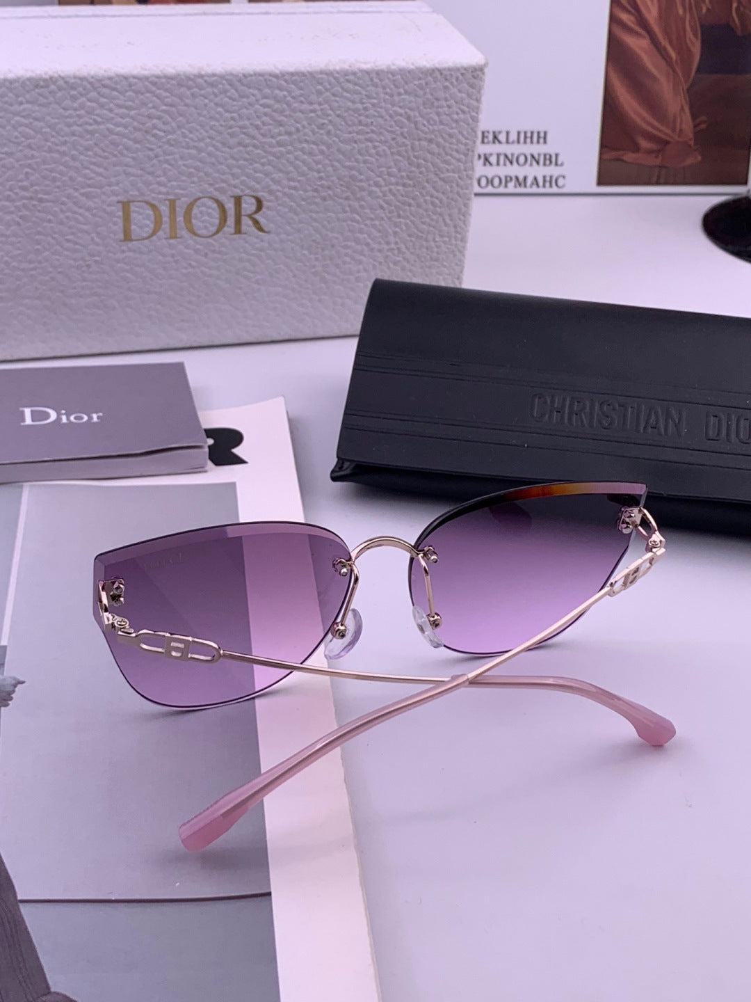 Dior CD3251 Lightweight Rimless Brown Lens Sunglasses for Women - 382474 - detail image 4