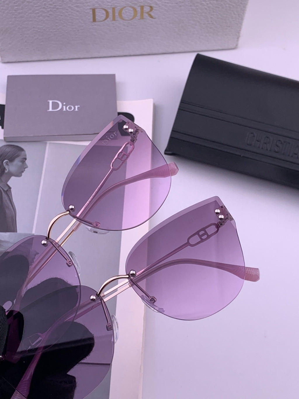 Dior CD3251 Lightweight Rimless Brown Lens Sunglasses for Women - 382474 - detail image 3