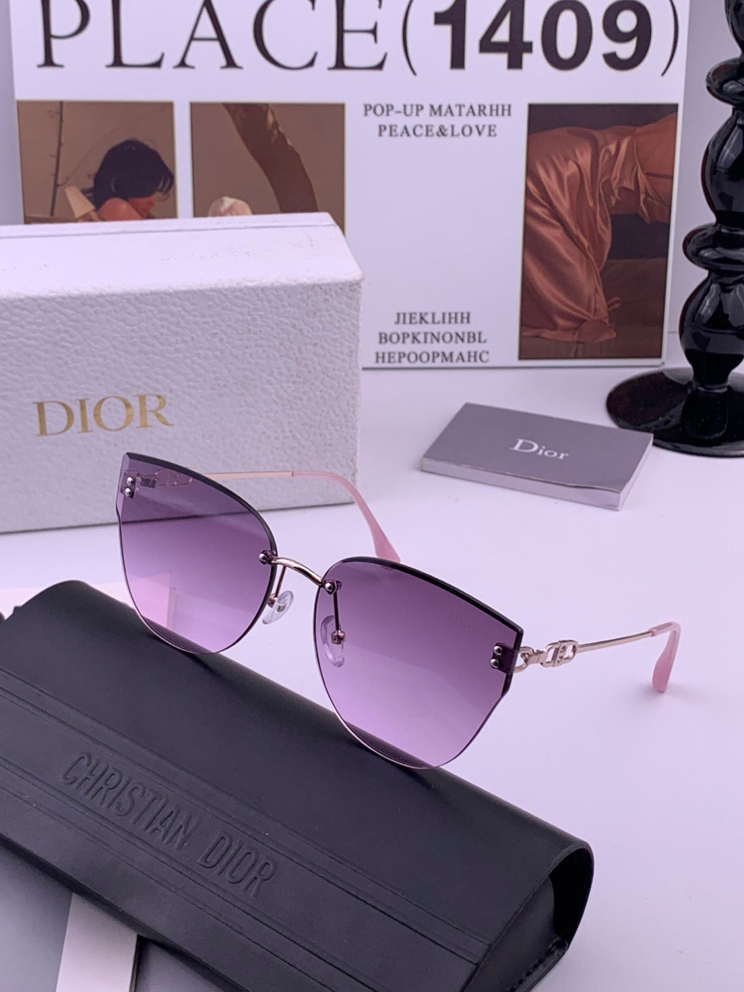 Dior CD3251 Lightweight Rimless Brown Lens Sunglasses for Women - 382474
