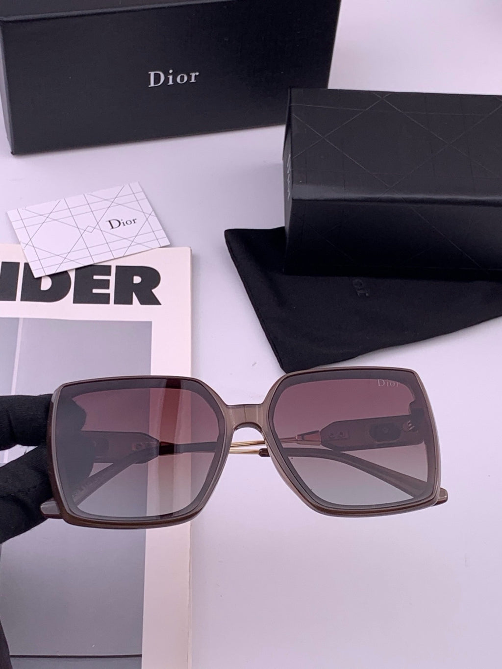 Dior CD6305 Polarized Square Gold Lens Sunglasses for Women - 382414