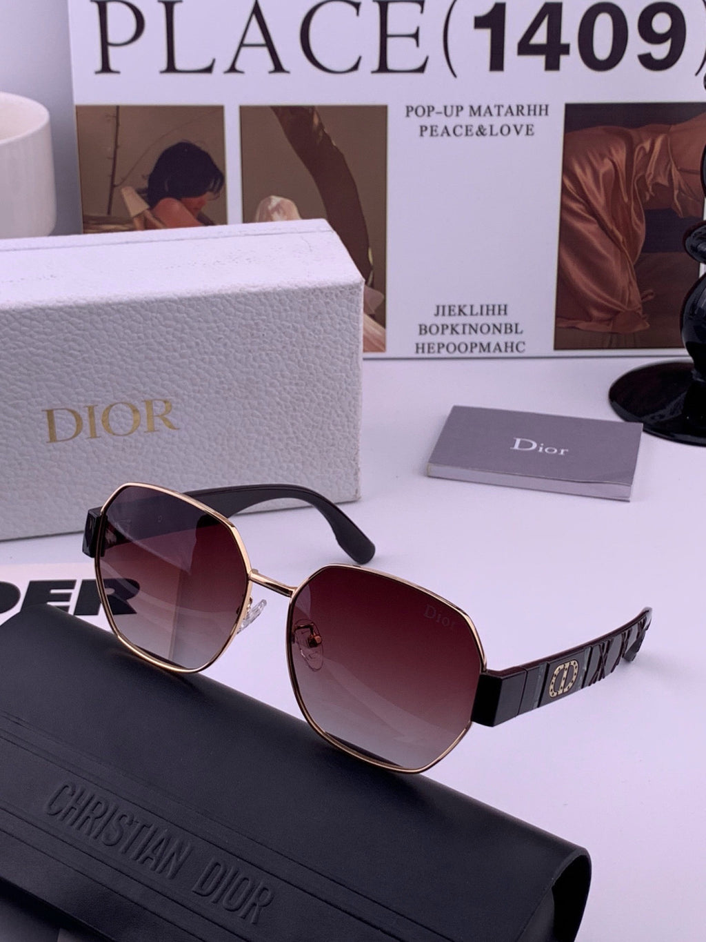 Dior CD9370 Round Black Lens Sunglasses for Women - 382412 - detail image 5