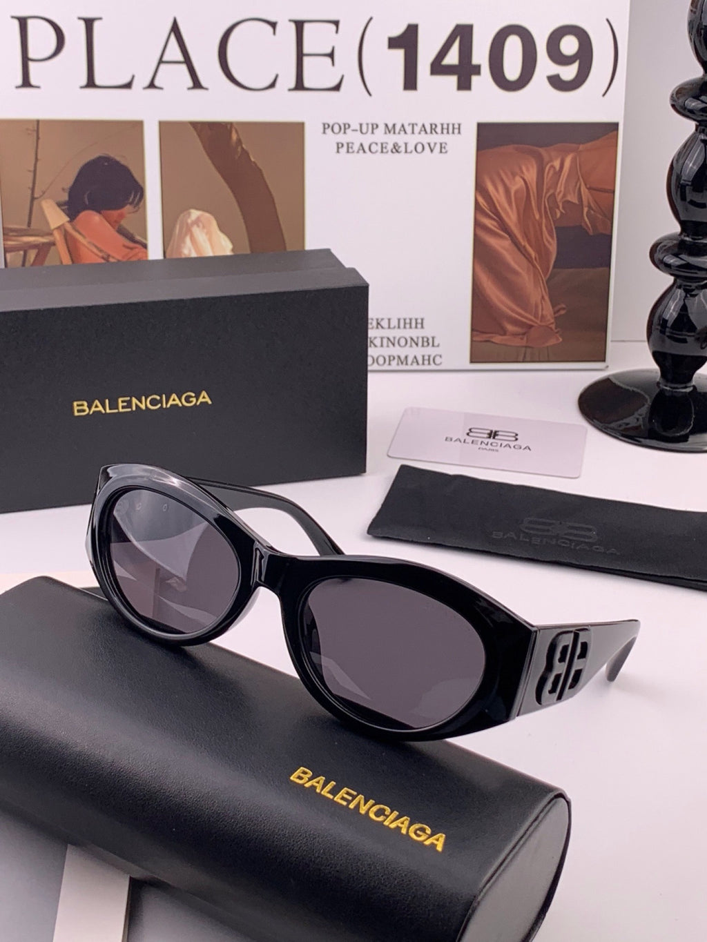 Balenciaga BL2992 Polarized Metal Fashion Black Lens Sunglasses - 382932 - detail image 4