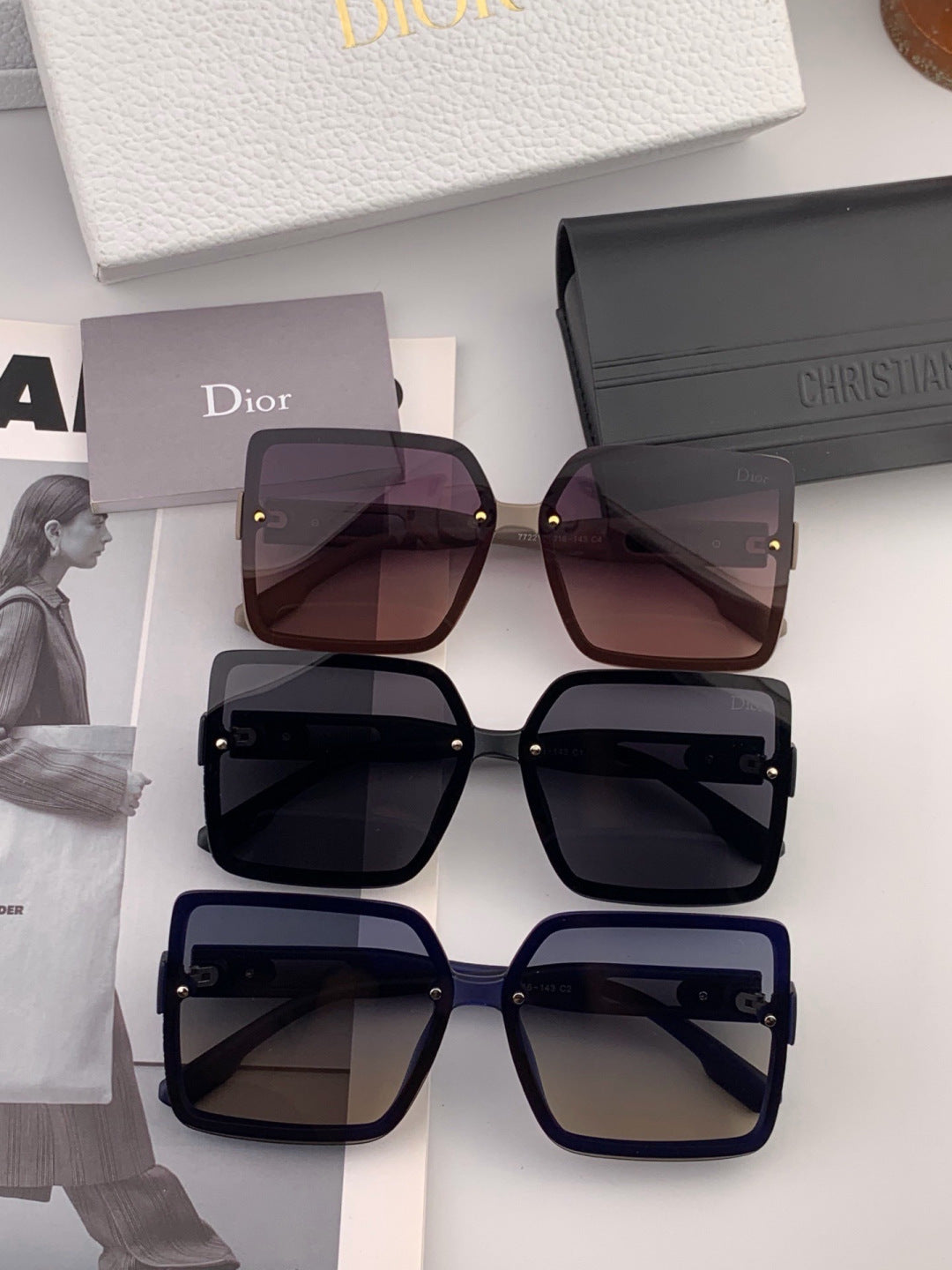 Dior CD2727 Polarized Square Red Lens Sunglasses for Women - 398693 - detail image 6