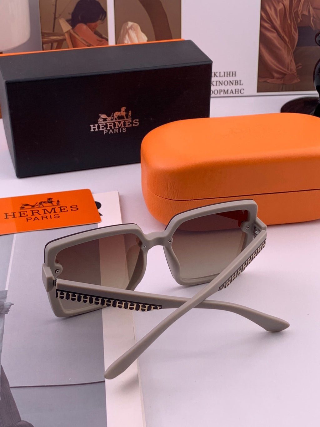 Hermès H1605 Square Black Lens Sunglasses for Men & Women - 399429 - detail image 3