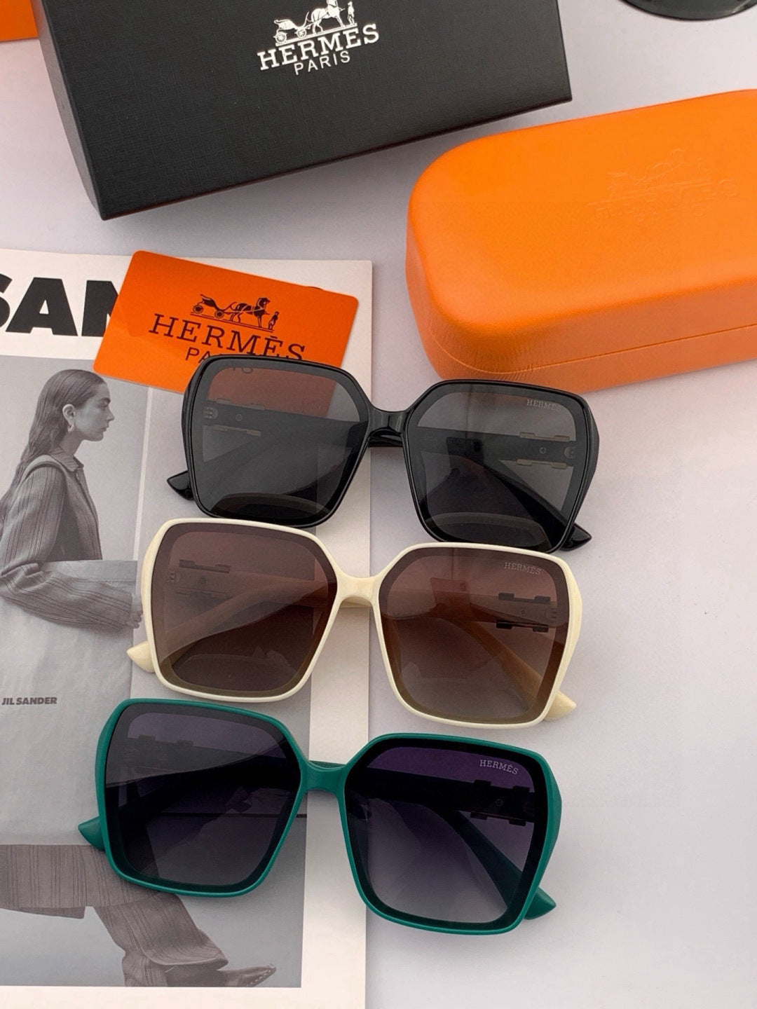 Hermès H1245 Square Gold Lens Sunglasses for Men & Women - 399426 - detail image 7
