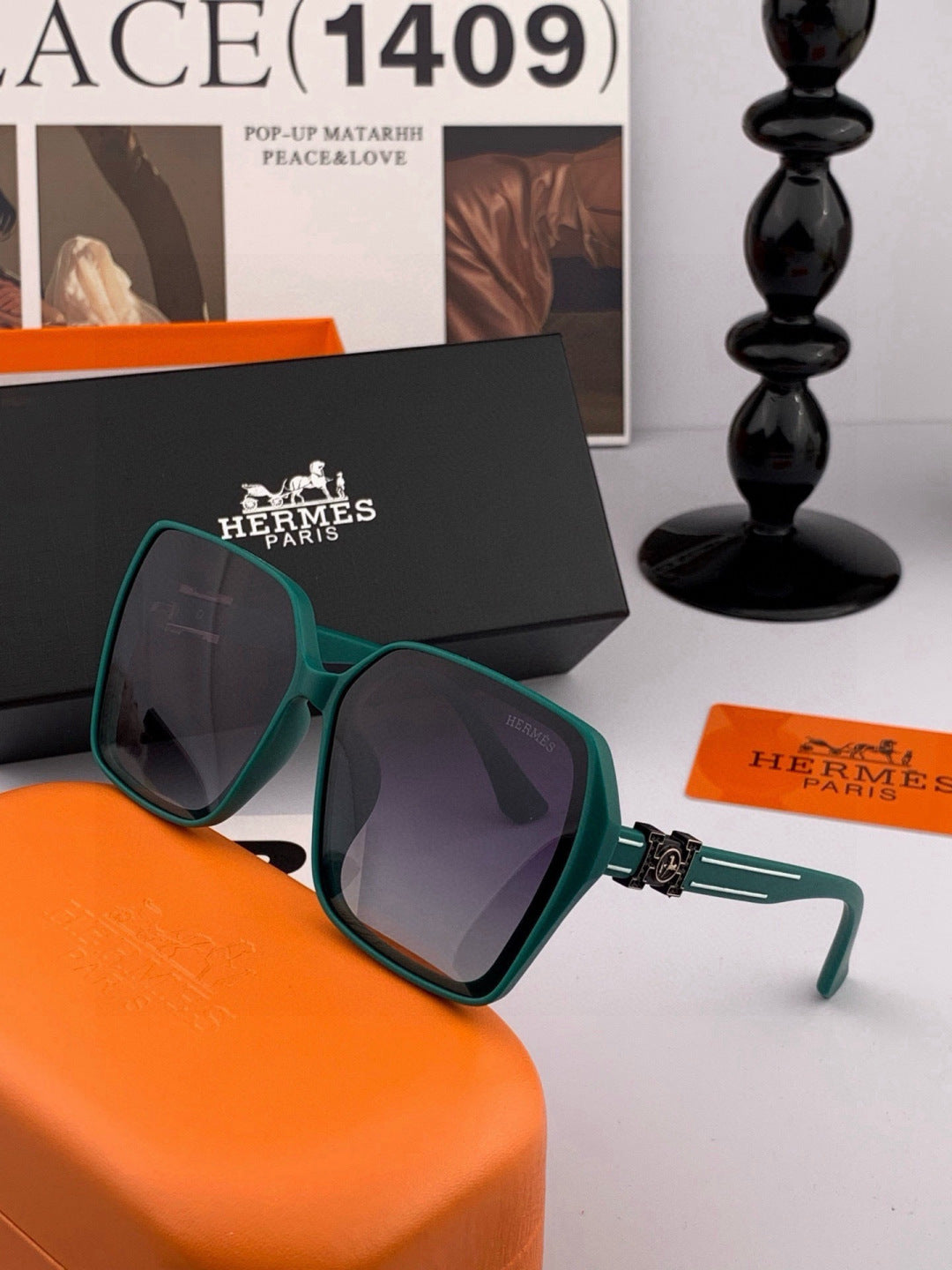Hermès H1245 Square Gold Lens Sunglasses for Men & Women - 399426 - detail image 4