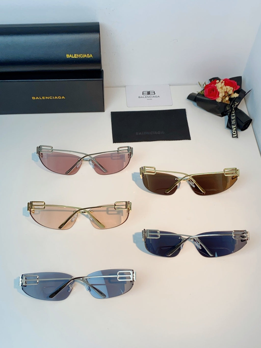 Balenciaga Lightweight Rimless Gray Lens Sunglasses for Men & Women - 399137 - detail image 12