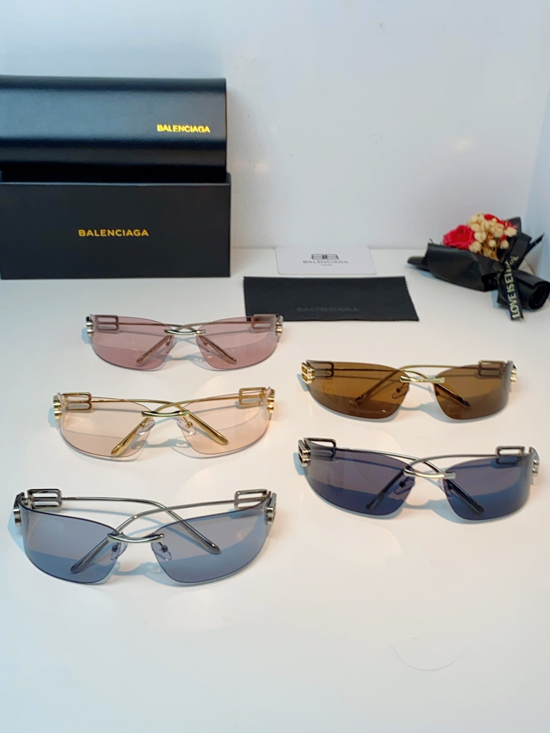 Balenciaga Lightweight Rimless Gray Lens Sunglasses for Men & Women - 399135 - detail image 13