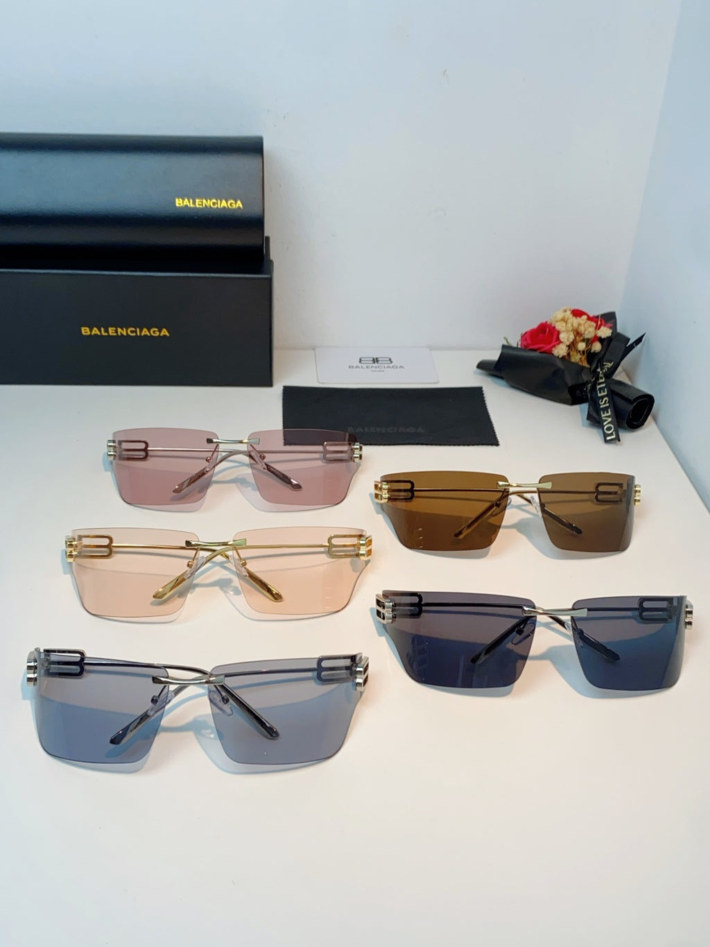Balenciaga Lightweight Rimless Gray Lens Sunglasses for Men & Women - 399144 - detail image 13