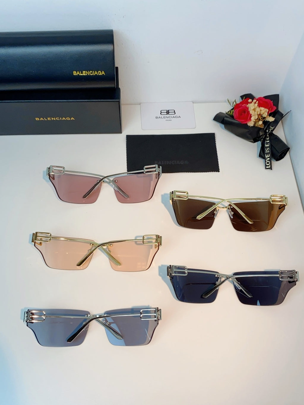Balenciaga Lightweight Rimless Gray Lens Sunglasses for Men & Women - 399144 - detail image 12