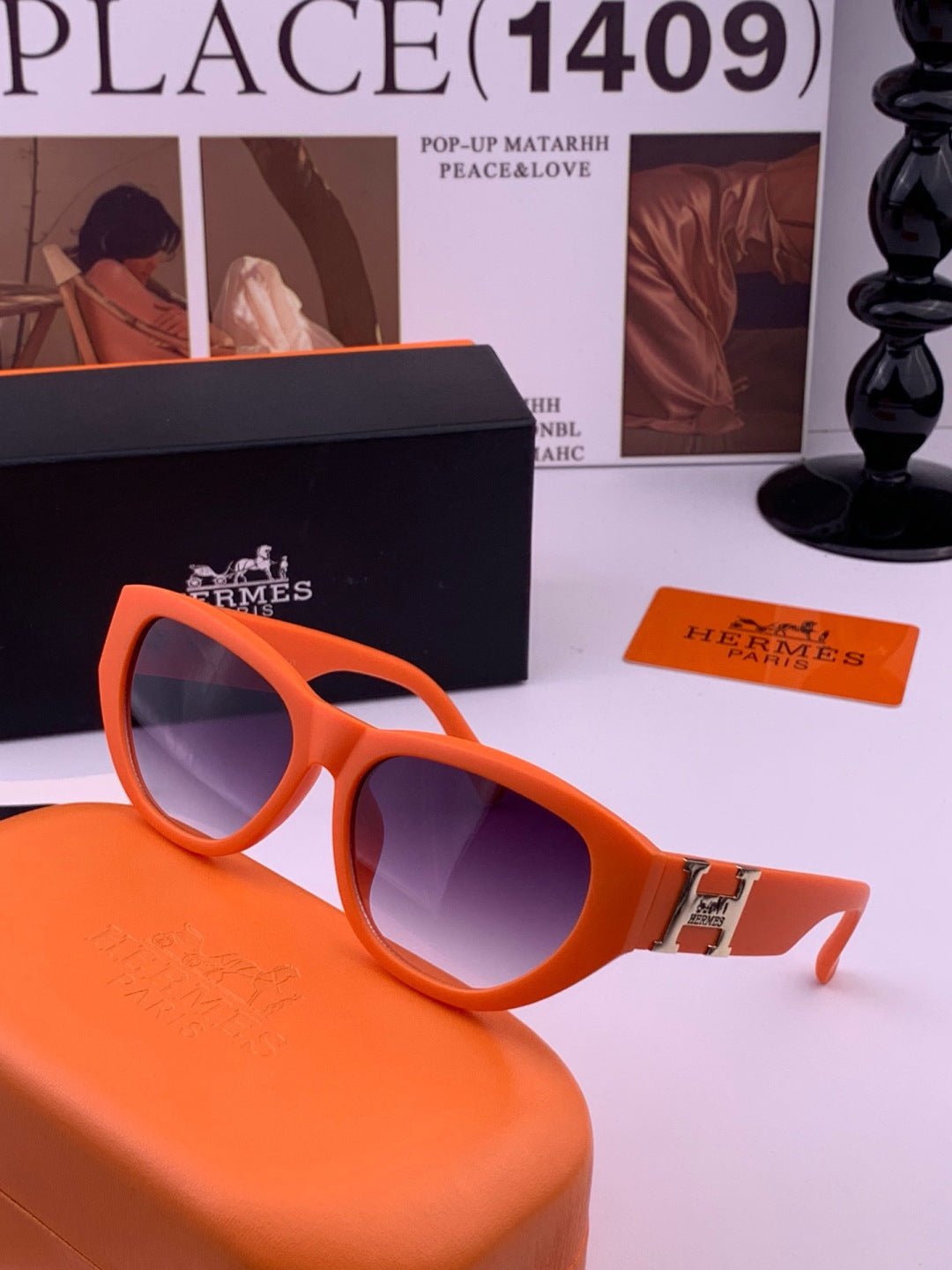 Hermès H37005 Square Red Lens Sunglasses for Men & Women - 399444 - detail image 2