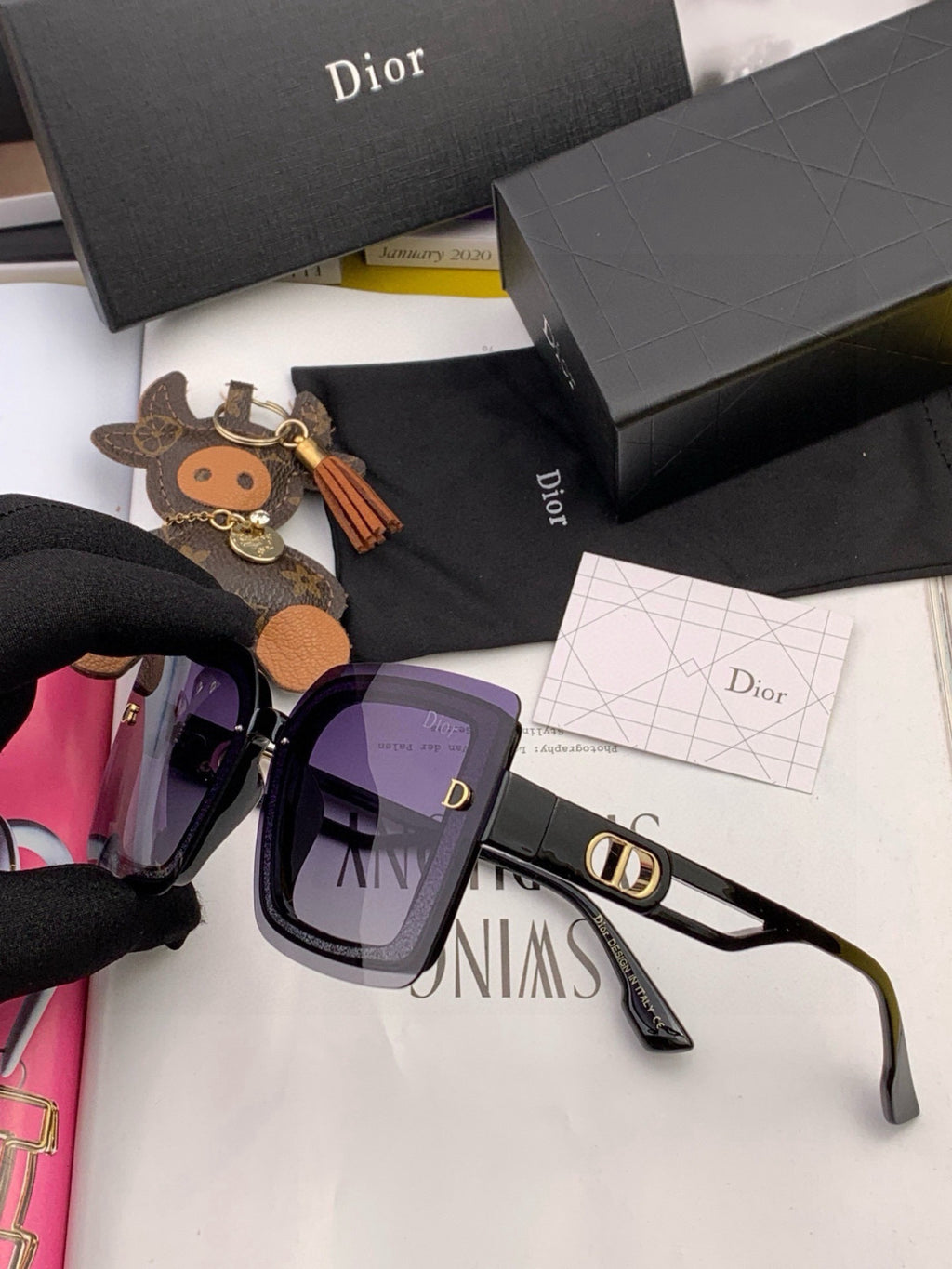 Dior CD9988 Polarized Square Pink Lens Sunglasses for Men & Women - 398730 - detail image 2