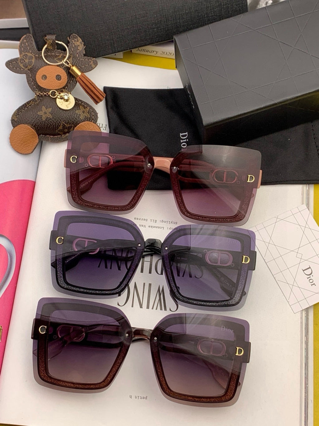 Dior CD9988 Polarized Square Pink Lens Sunglasses for Men & Women - 398730 - detail image 4
